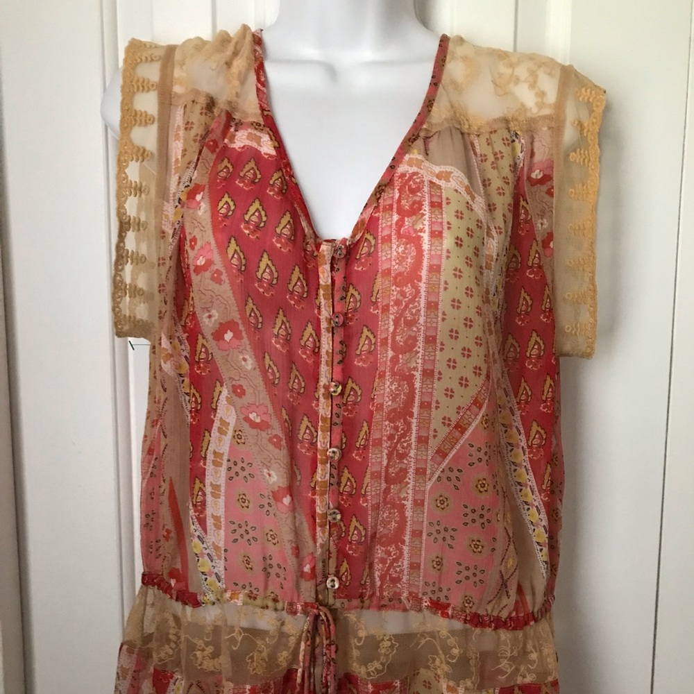 Just Pearls boho sheer summer top Medium